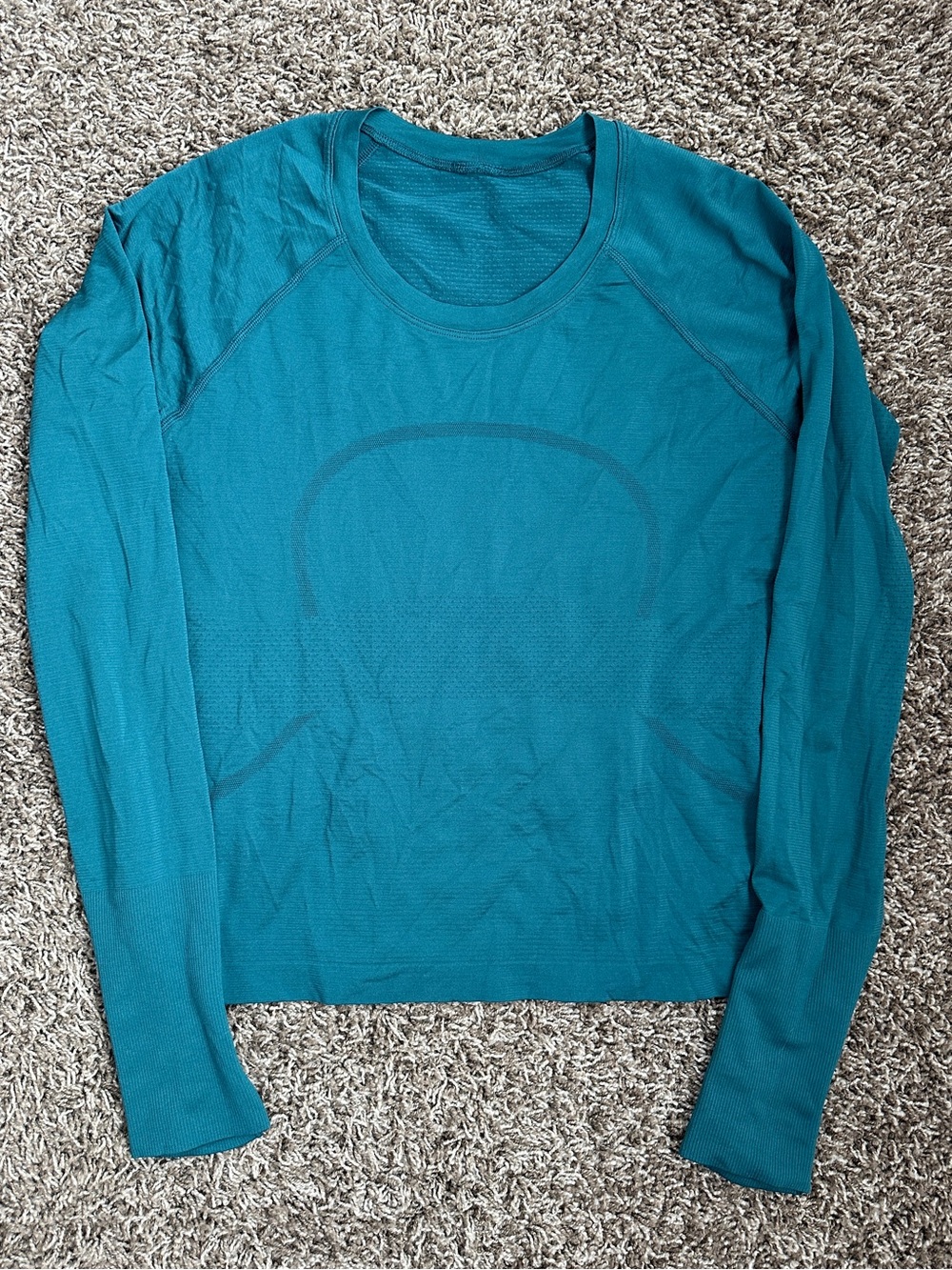 Lululemon Swiftly Tech Long Sleeve Waist Length Crew Shirt in Teal Green Size 10 - Picture 2 of 3
